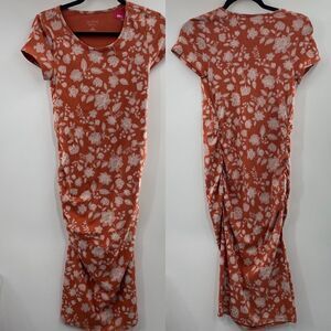 3For$20 Isabel Maternity Burt Orange & Lavender Flower Dress size XS